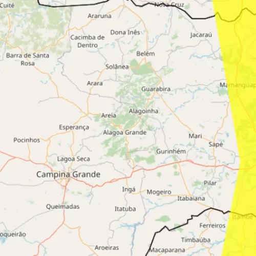 Inmet emite alerta de perigo potencial de chuva para João Pessoa e mais 20 municípios
